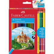 FABER CASTELL KREDKI 36 SZTUK, 42 KOLORY TRÓJKĄTNE ECO Z TEMPERÓWKĄ I OŁÓWKIEM